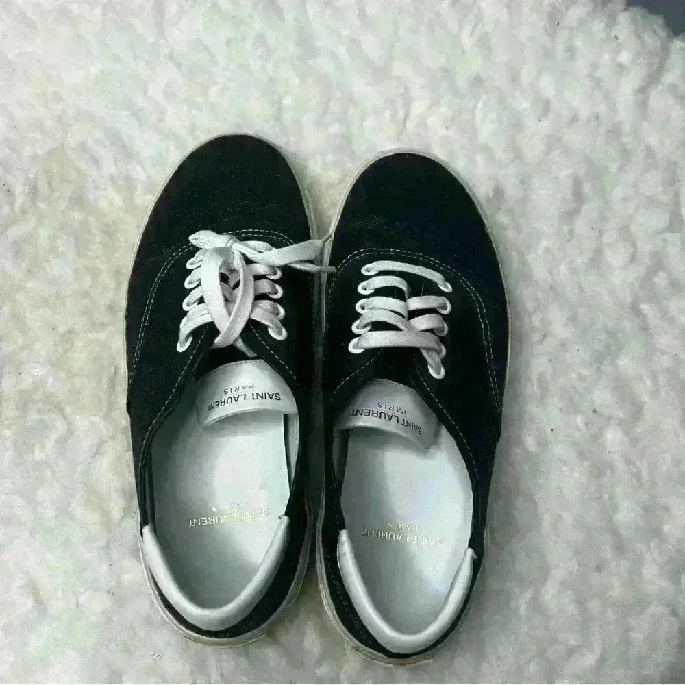 Saint Laurent Black Bedford Glitter Court Classic Sneakers - Picture 2 of 9